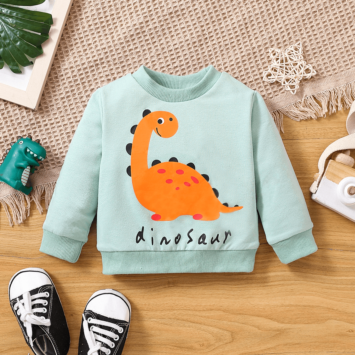 

Baby Boy/Girl Dinosaur & Letter Print Long-sleeve Sweatshirt