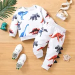 2 pezzi Neonato Ragazzo Dinosauro Casual Manica lunga Set neonato Grigio Chiaro
