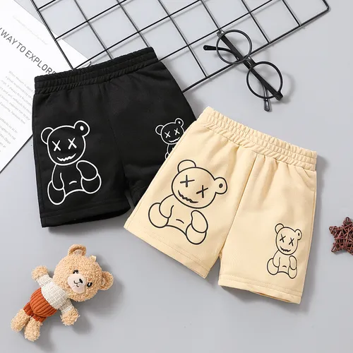 Baby Boy Bear Print Elasticized Waist Shorts