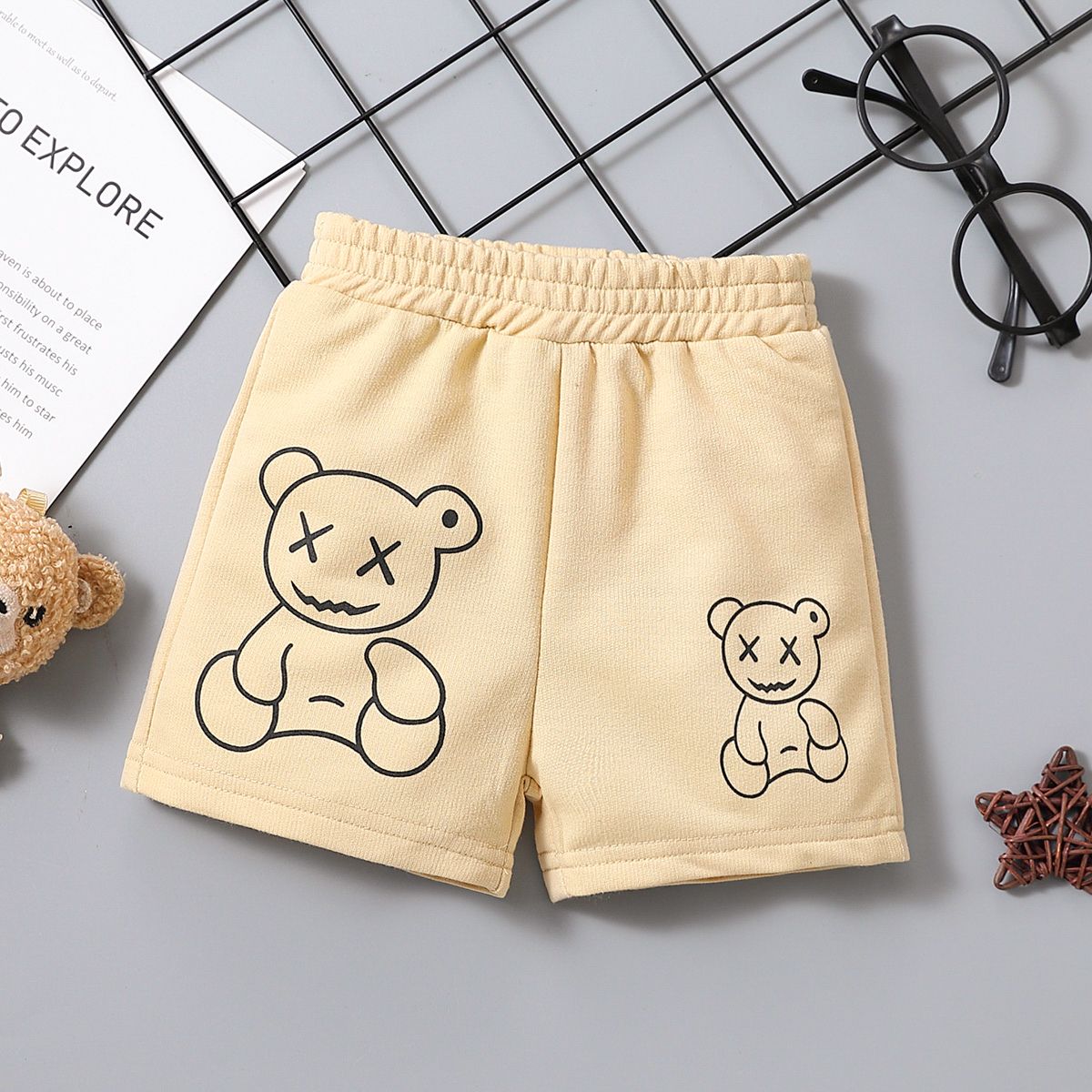 

Baby Boy Bear Print Elasticized Waist Shorts
