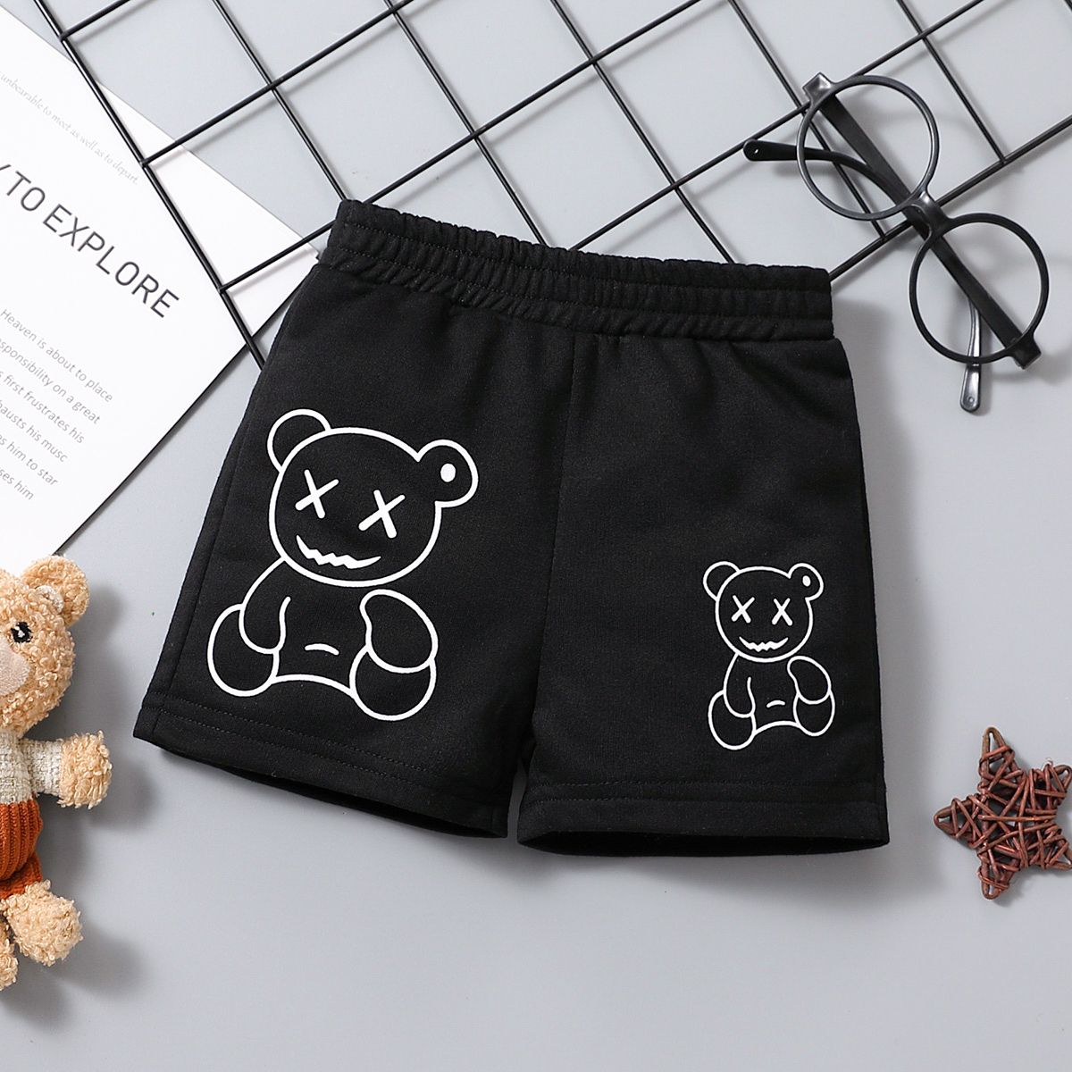 

Baby Boy Bear Print Elasticized Waist Shorts