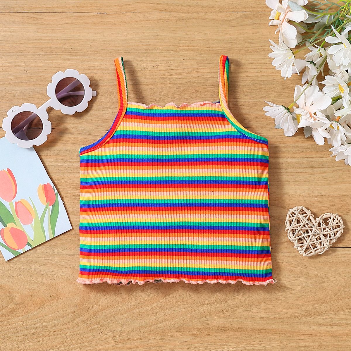 

Toddler Girl Colorful Stripe Print Camisole