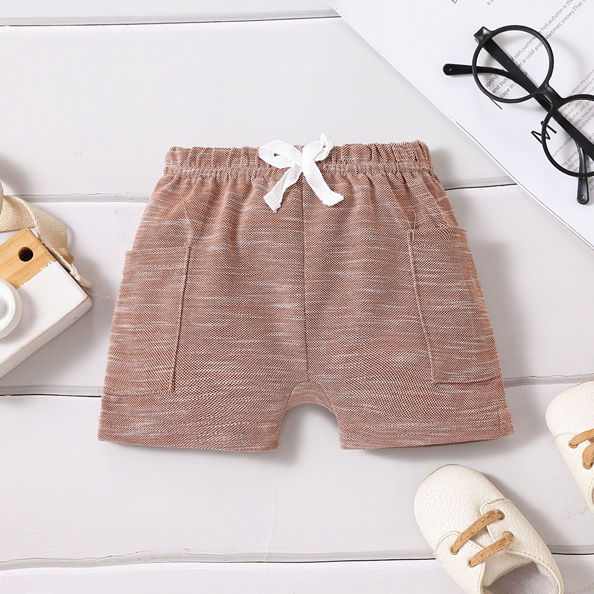 Baby Boy Solid Patch Pocket Shorts