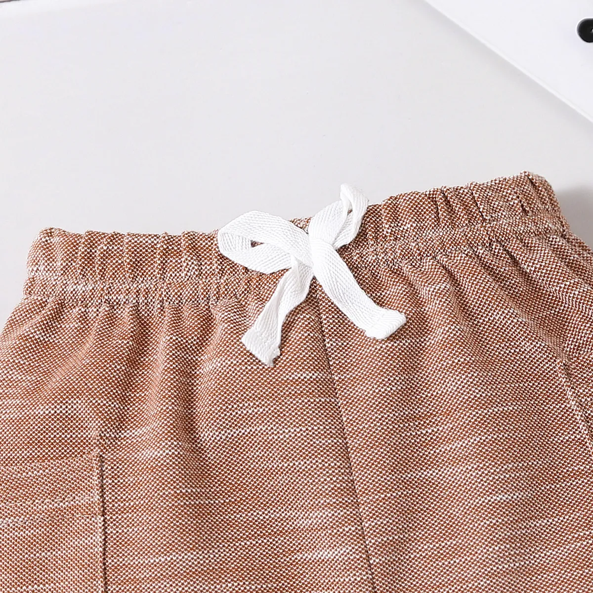 Baby Boy Solid Patch Pocket Shorts Brown image 4
