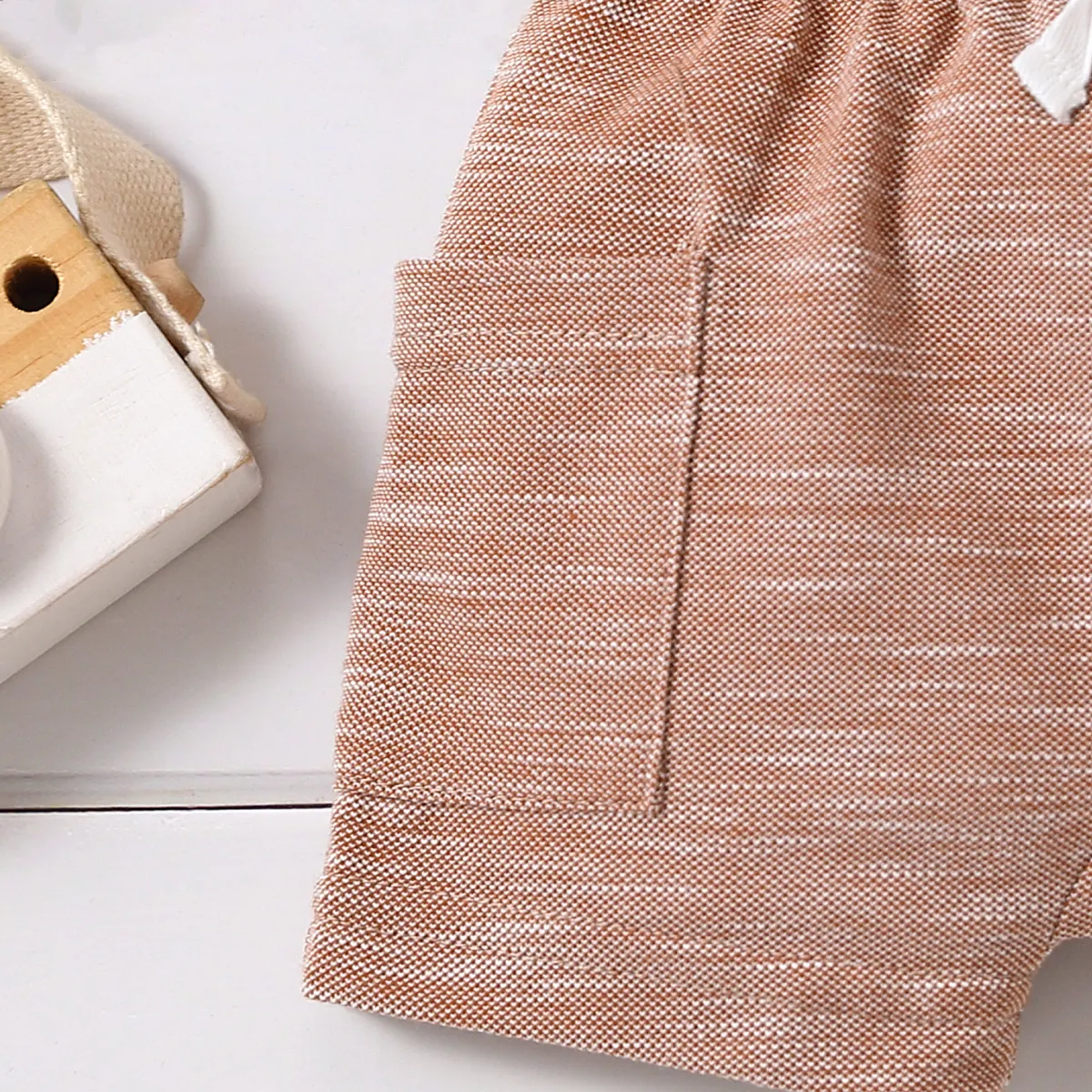 Baby Boy Solid Patch Pocket Shorts Brown image 6