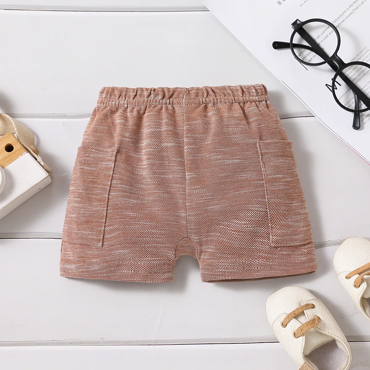 Baby Boy Solid Patch Pocket Shorts Brown image 3