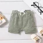 Baby Boy Solid Patch Pocket Shorts Green