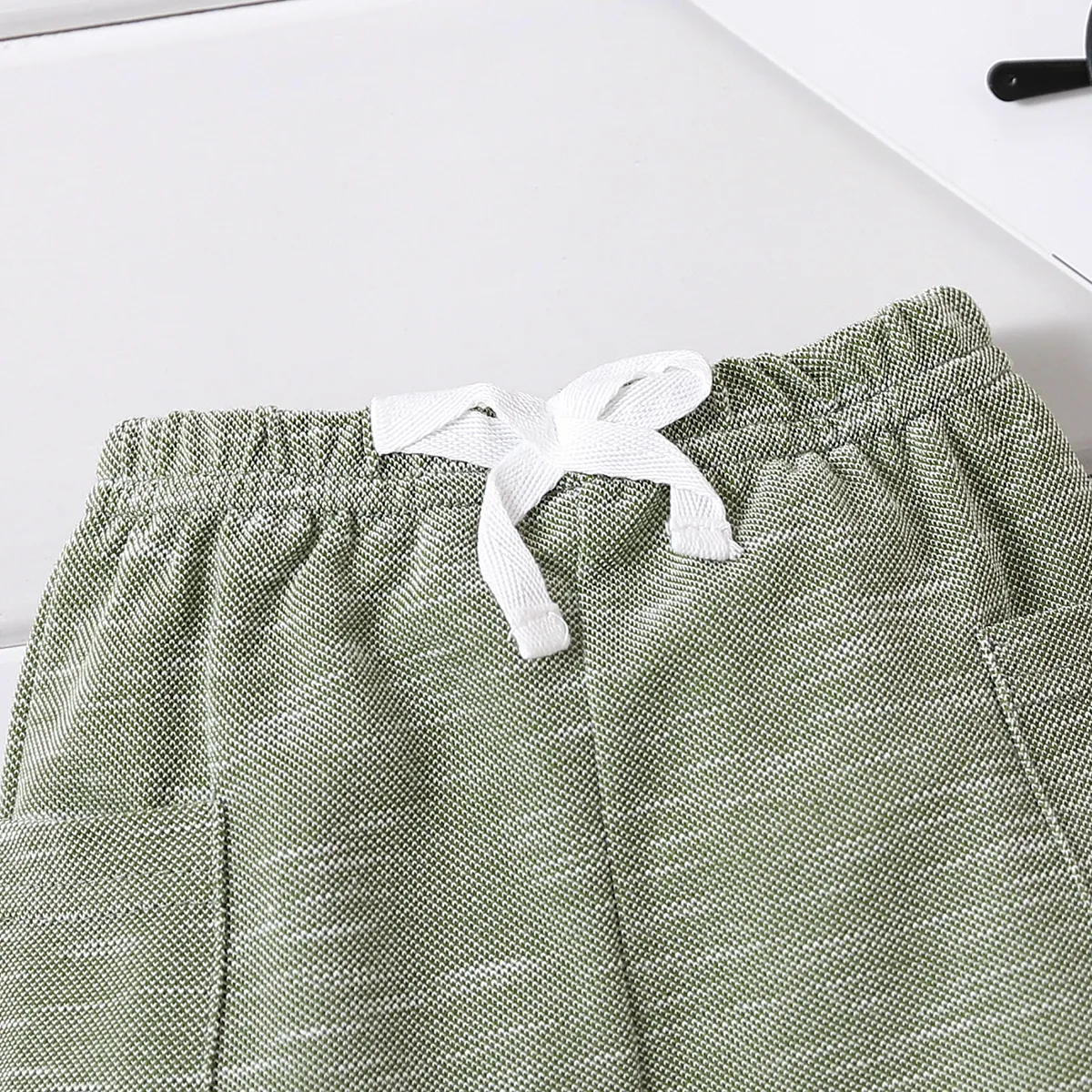 Baby Boy Solid Patch Pocket Shorts Green big image 1