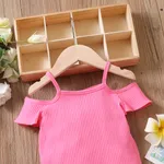 Toddler Girl Cold Shoulder Rib-knit Tee  Hot Pink image 2