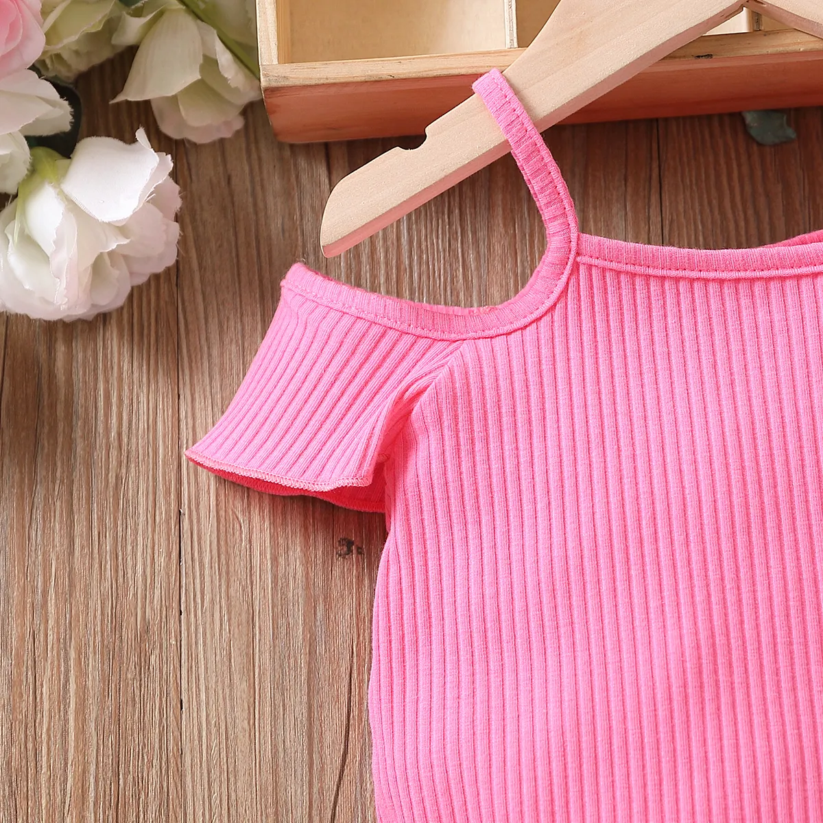 Toddler Girl Cold Shoulder Rib-knit Tee  Hot Pink image 3