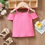 Toddler Girl Cold Shoulder Rib-knit Tee  Hot Pink image 6