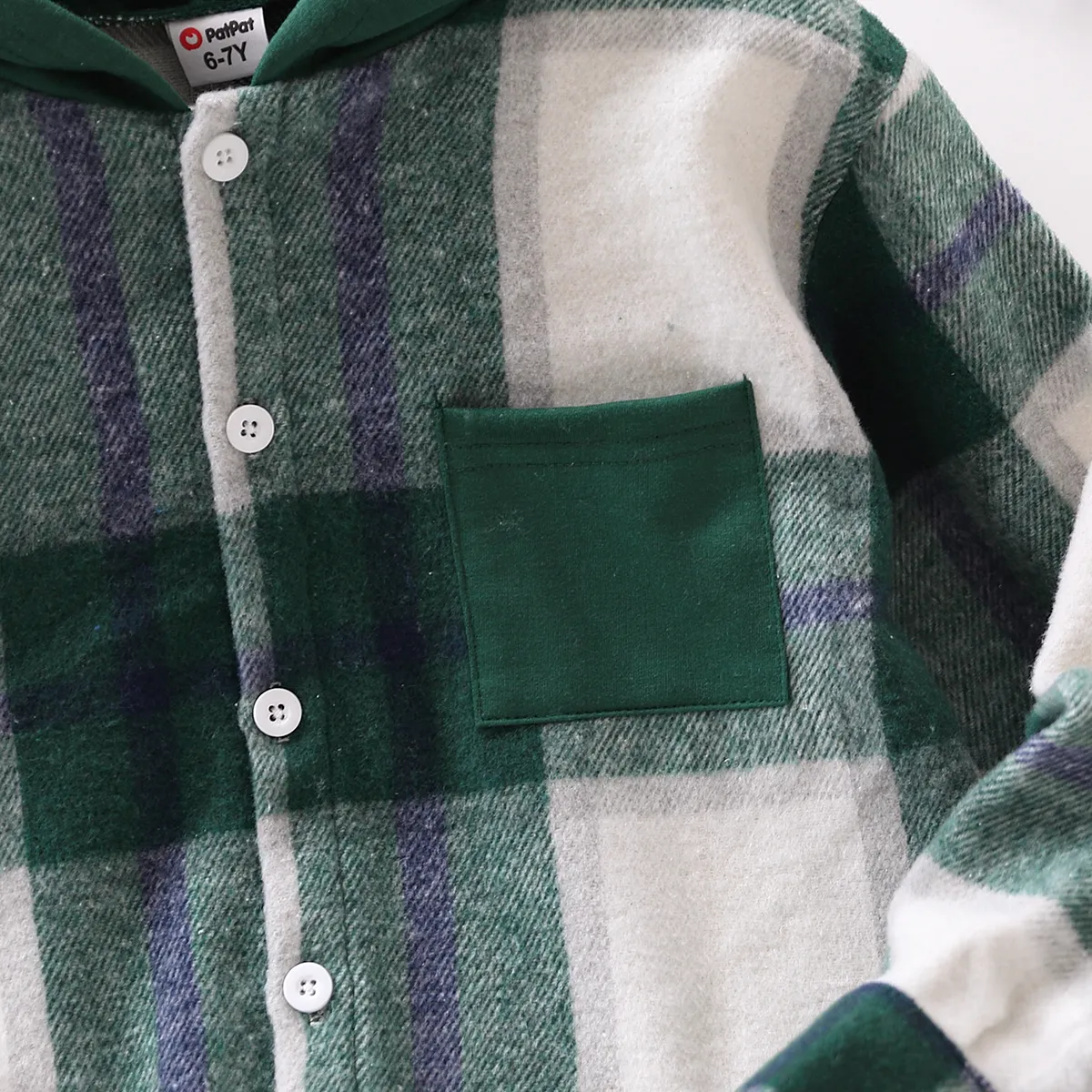 Kid Boy Plaid Button Up Hoodie   image 3