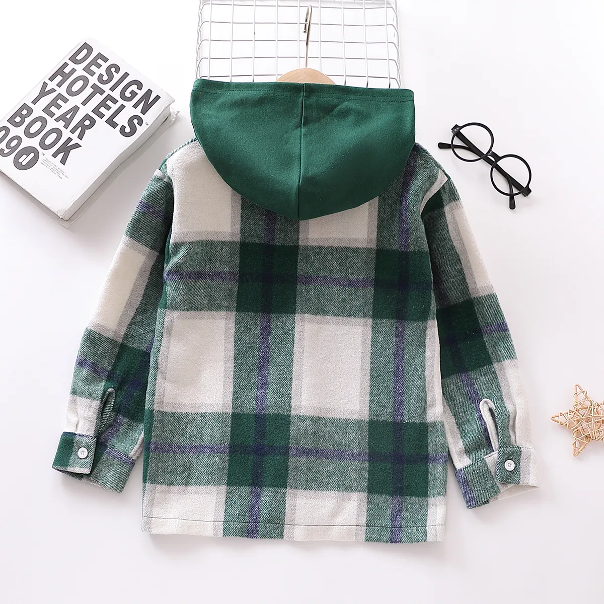 Kid Boy Plaid Button Up Hoodie   image 5