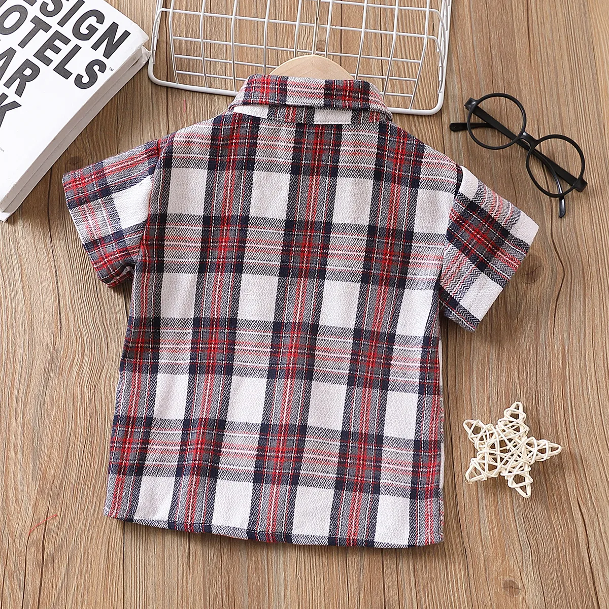 Toddler Boy Classic Plaid camisa de manga curta Vermelho image 4