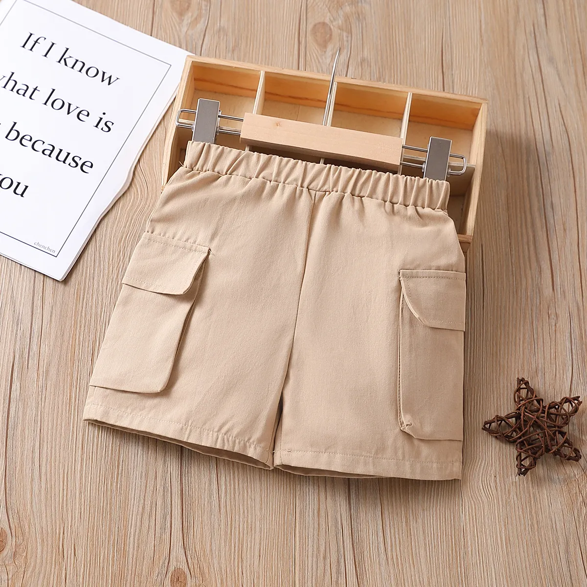 Toddler Boy 100% Cotton Solid Cargo Shorts   big image 1