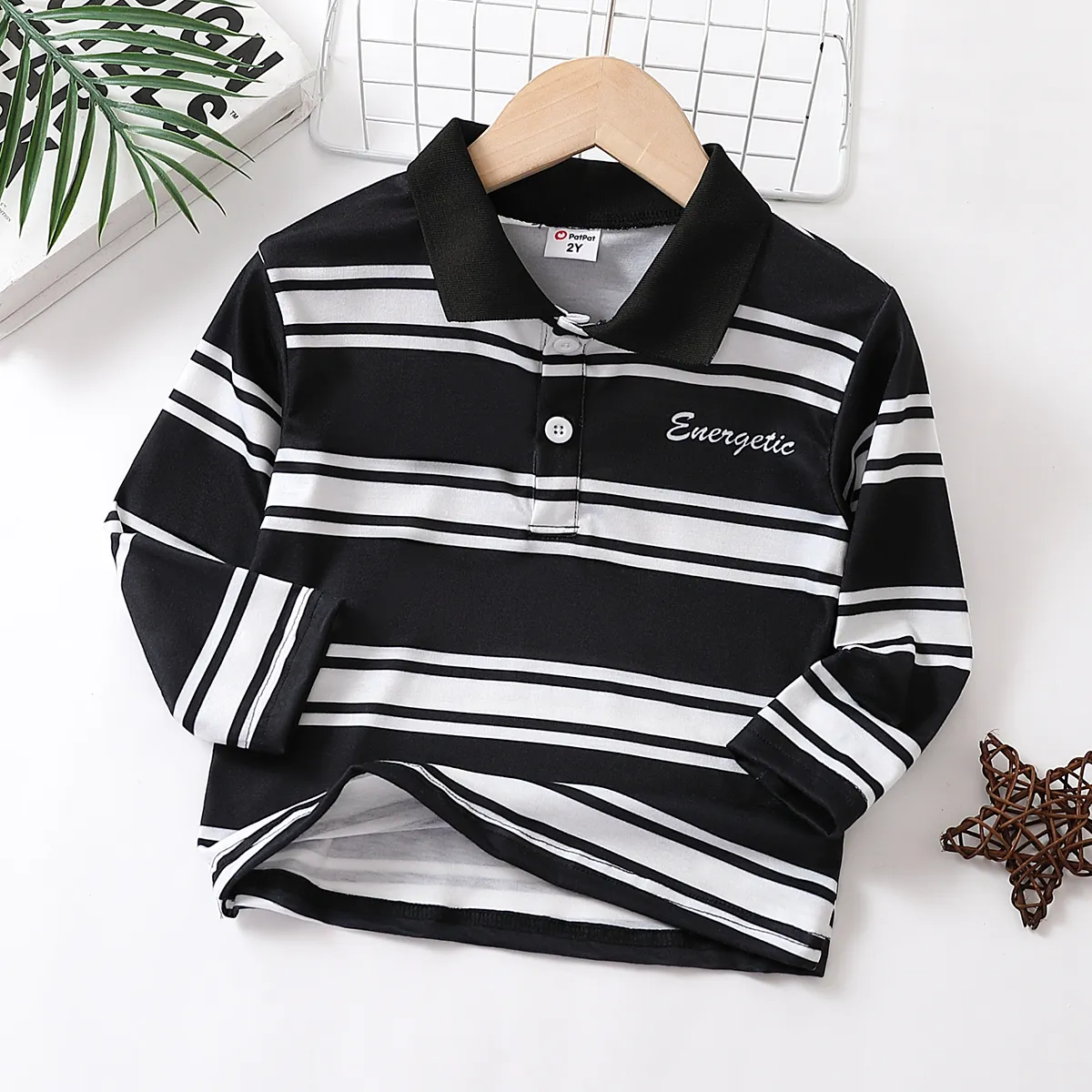 Criança Menino Lapela Escola Manga comprida T-shirts Preto big image 1