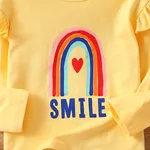 Toddler Girl Rainbow Letter Heart Print Ruffled Long-sleeve Tee   image 4