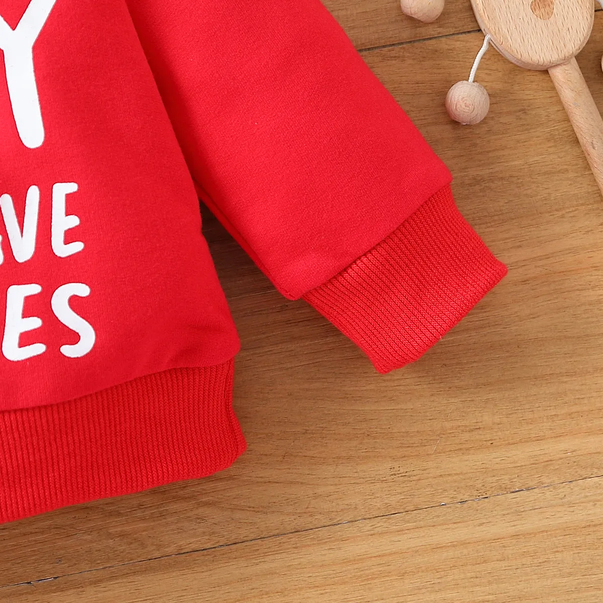 Baby Boy/Girl  Letter Print Sweatshirt Red big image 1