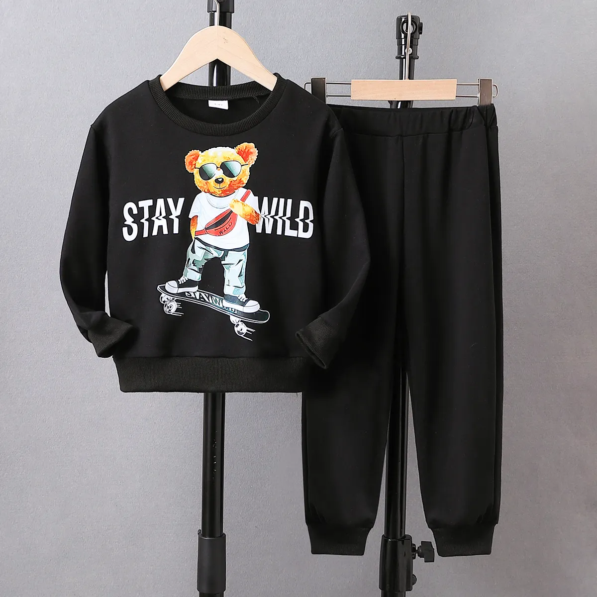 2pcs Toddler Boy Letter Bear Pattern  Set  big image 1