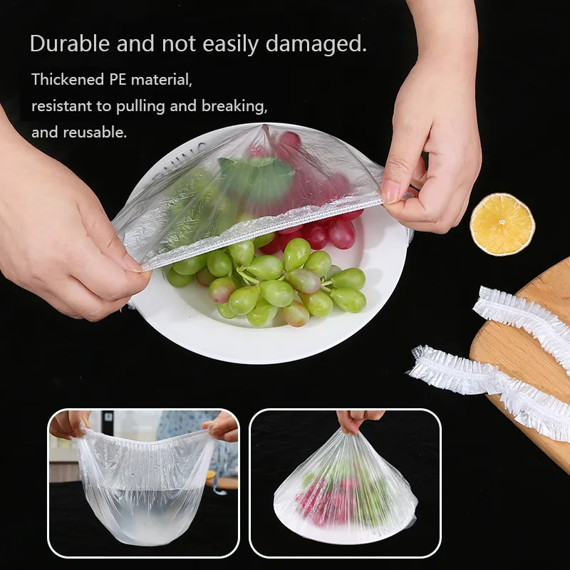 

100-pack / 300-pack Fresh Keeping Bags Reusable Sealing Elastic Stretch Food Storage Covers Universal Kitchen Wrap Seal Caps