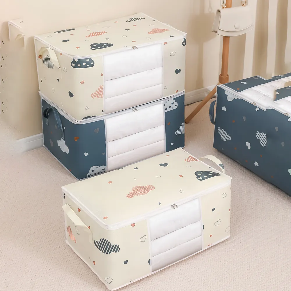 Large Capacity Clothes Quilt Storage Bag Organizer with Handle Clear Window Sturdy Zipper for Comforters Blankets Bedding Clothes big image 4