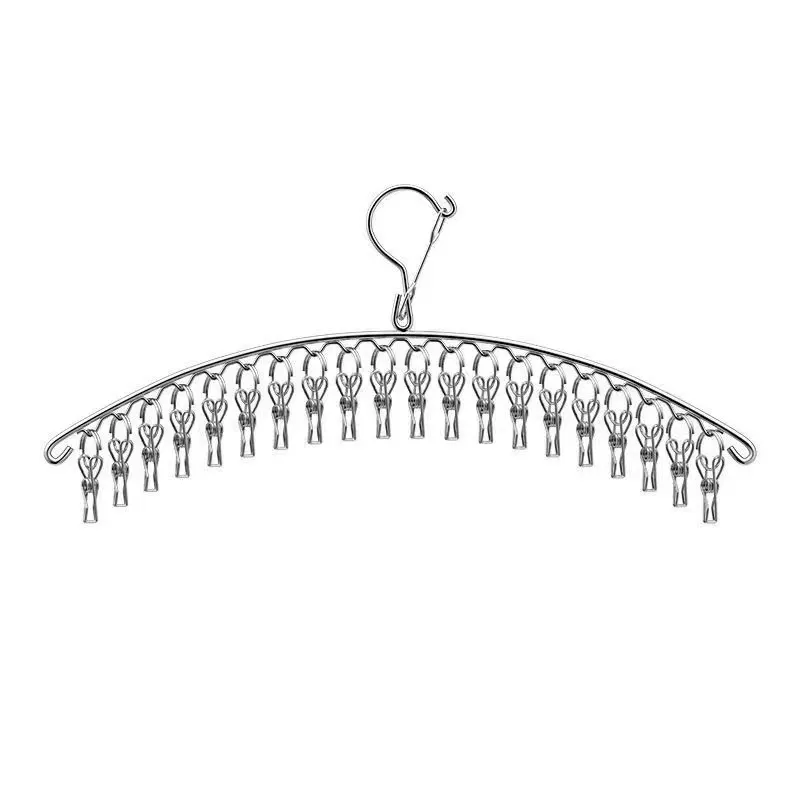 Clothes Hanger Stainless Steel Sock Drying Rack with 20 Clips big image 5