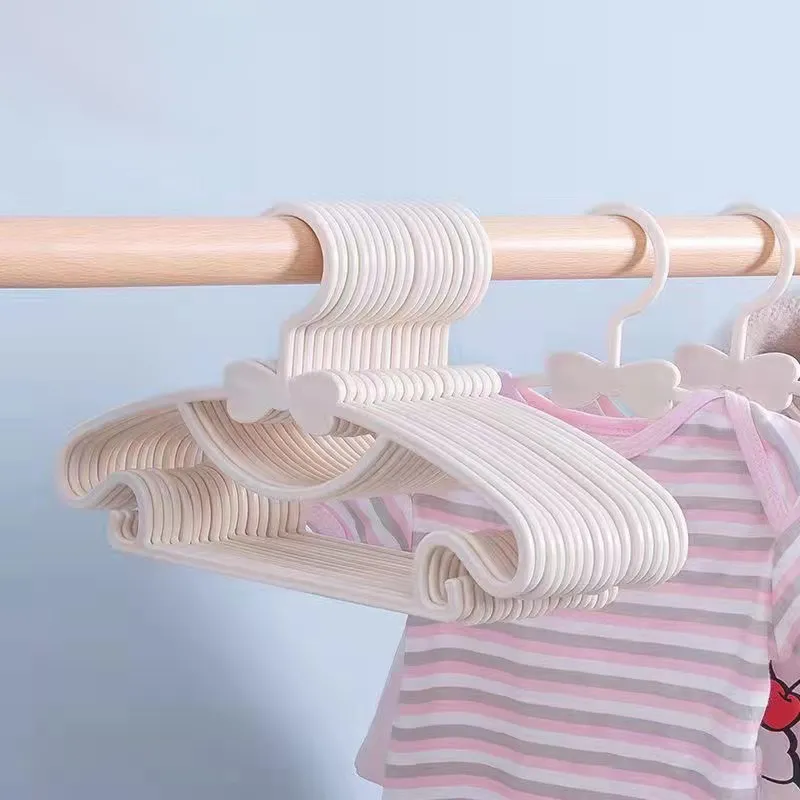 10 pacotes de cabides de bebê de plástico cabides de roupas antiderrapantes para lavanderia e armário Branco big image 1