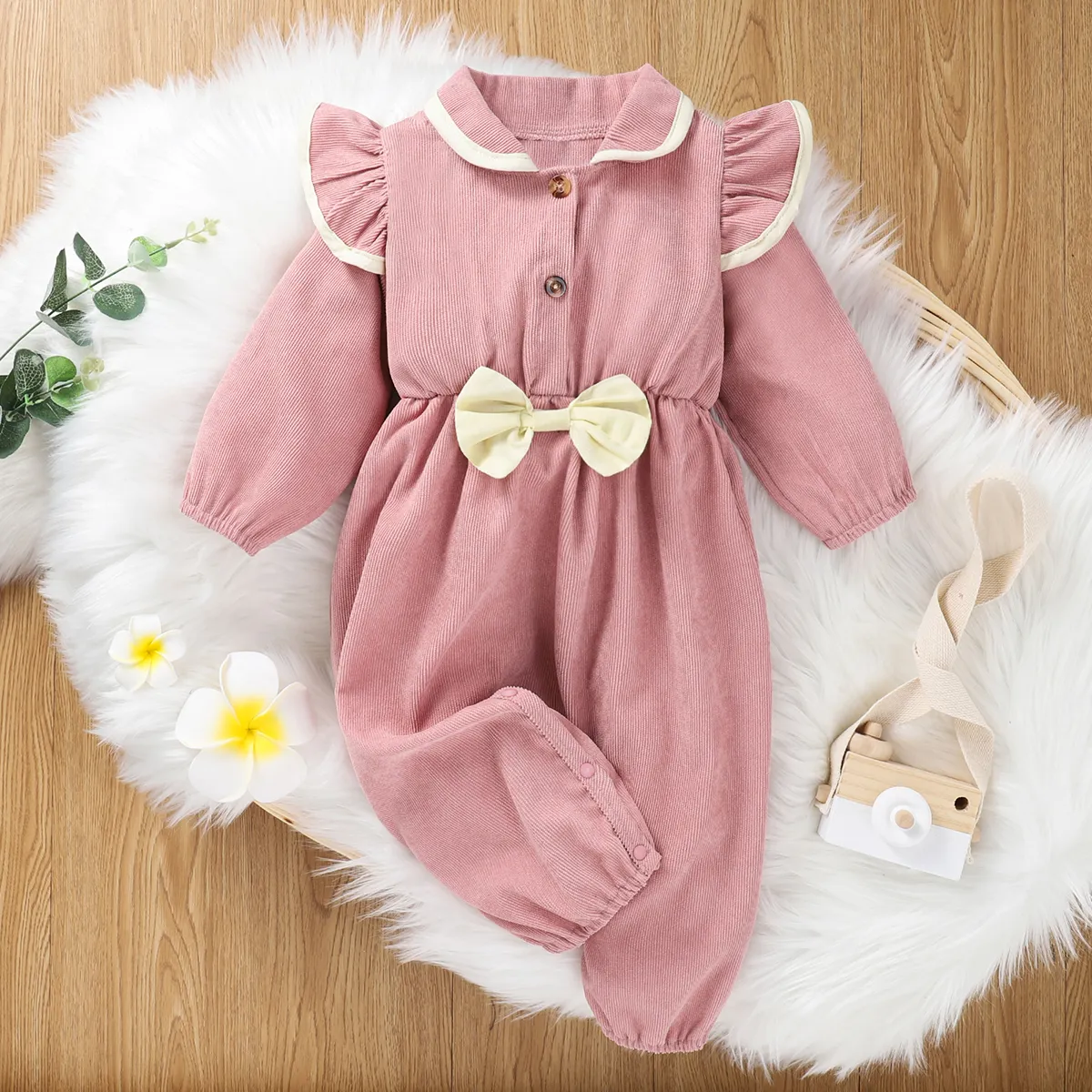 2 unidades Bebé Menina Hipertátil/3D Bonito Macacão Rosa