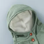 Baby 95% Cotton Long-sleeve Thickened Fleece Lined Hooded Waffle Jumpsuit Turquoise image 4
