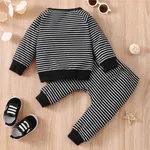 2pcs Baby 95% Cotton Long-sleeve All Over Striped Pullover and Trousers Set  image 3