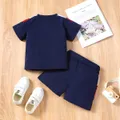 2pcs Toddler Boy Casual Colorblock Letter Print Tee & Shorts Set  image 2