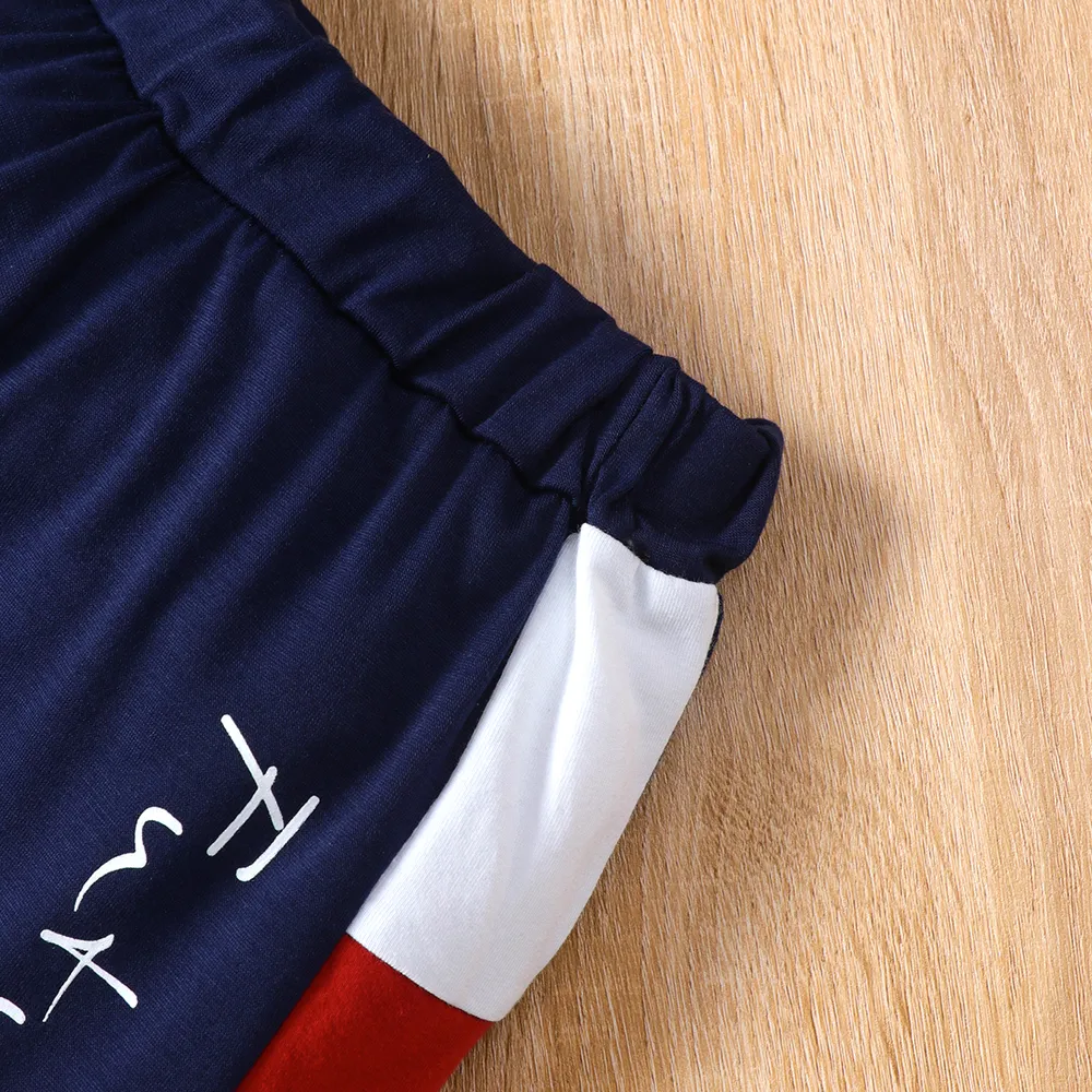 2pcs Toddler Boy Casual Colorblock Letter Print Tee & Shorts Set big image 6