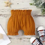 100% Cotton Baby Girl Solid Ruffle Elasticized Waist Bloomers Shorts Brown
