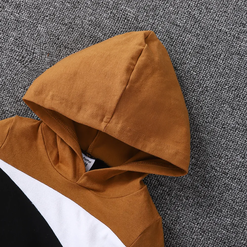 2pcs Baby Boy/Girl 95% Cotton Colorblock Hoodie and Shorts/Sweatpants Set big image 3