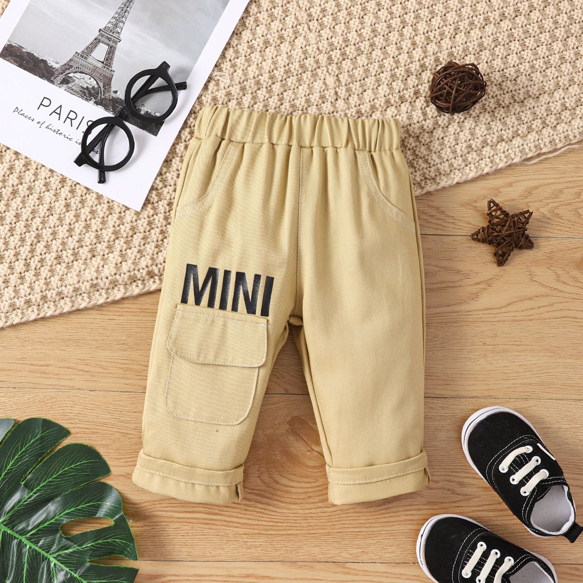 

100% Cotton Baby Boy Letter Print Straight-fit Pants