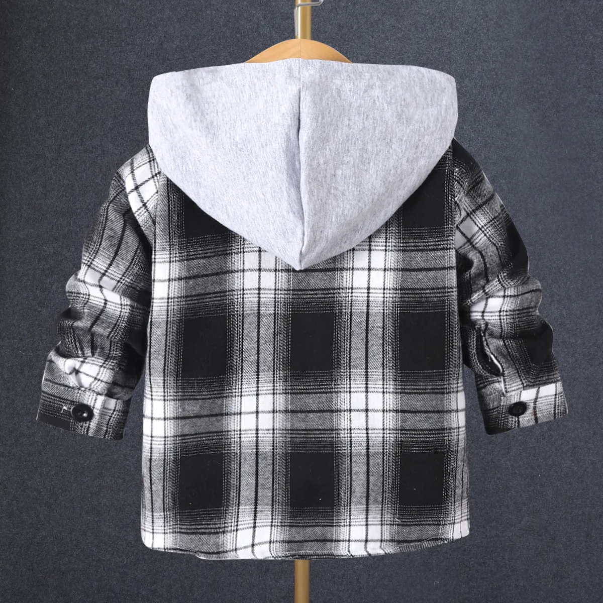 Niño pequeño Unisex Con capucha Clásico Chaqueta / abrigo blanco y negro big image 1