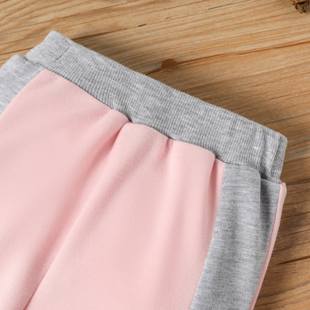 2pcs Toddler Girl Trendy Colorblock Sweatshirt and Elasticized Pants Set big image 3