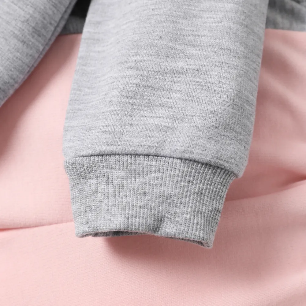 2pcs Toddler Girl Trendy Colorblock Sweatshirt and Elasticized Pants Set big image 4