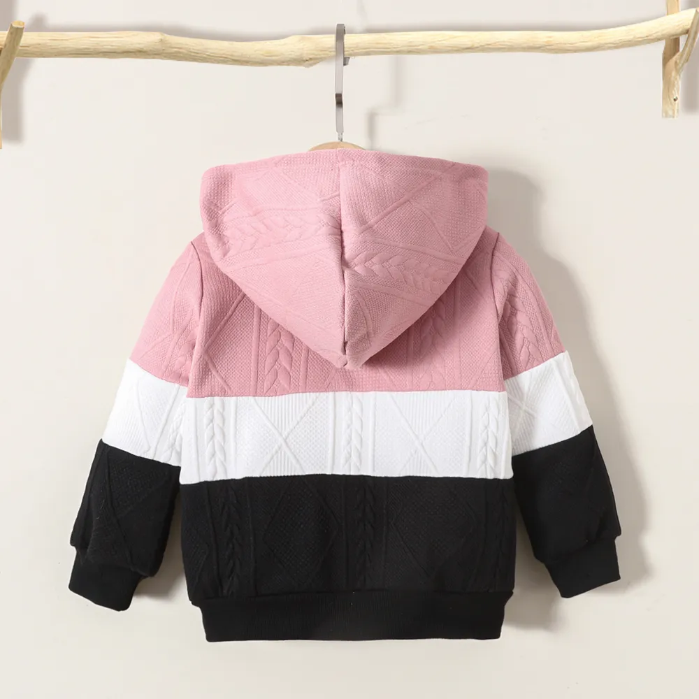 Toddler Girl/Boy Trendy Colorblock Textured Hooded Jacket big image 2