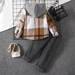 2pcs Toddler Boy Trendy Ripped Denim Jeans and Plaid Hooded Jacket Set  image 2