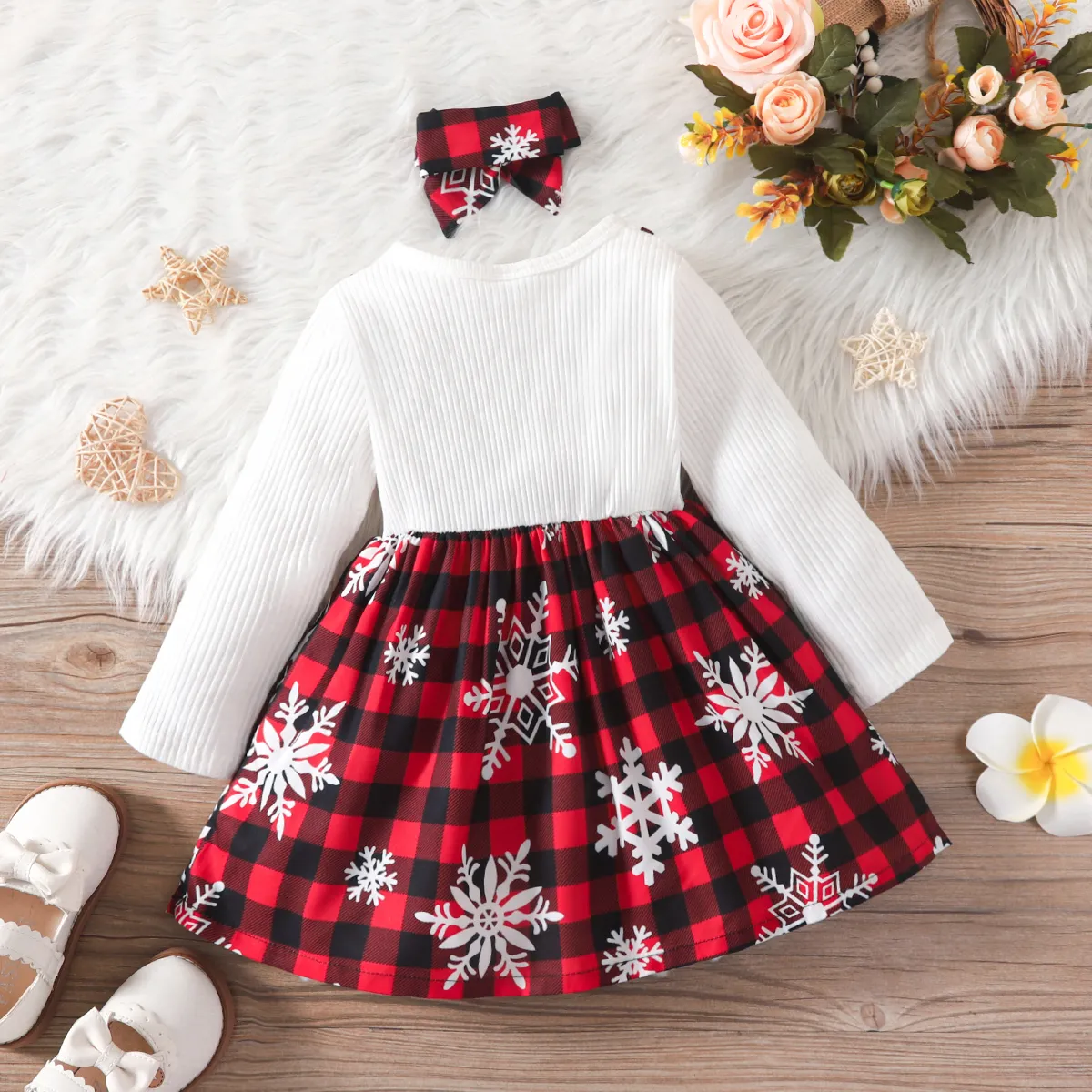 Weihnachten Kleinkinder Mädchen Hypertaktil Süß Kleider weiß big image 1