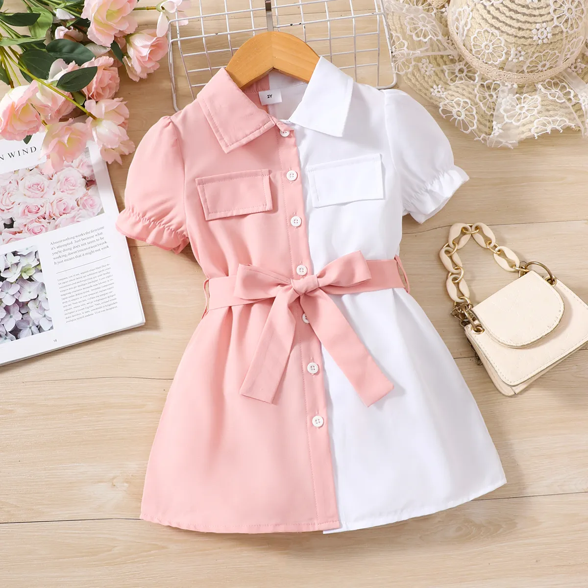 Enfant en bas âge Fille Revers Élégant Robes  image 1