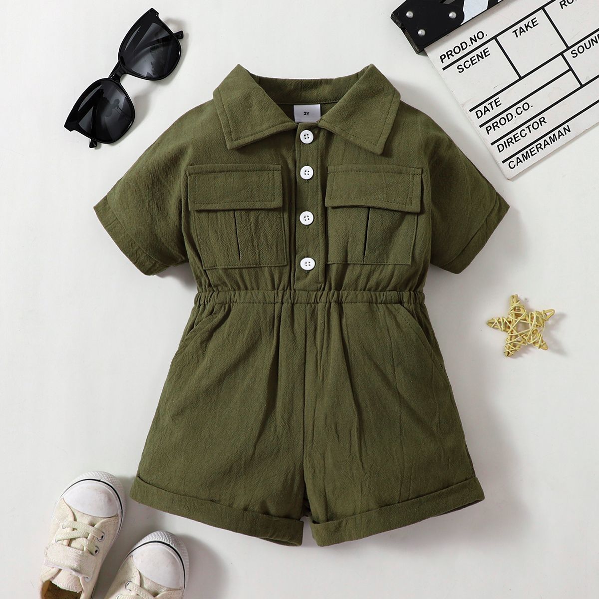 

Toddler Boy/Girl Trendy 100% Cotton Lapel Collar Rompers