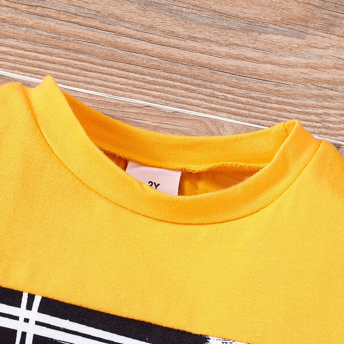 2 unidades Criança Menino Costuras de tecido Básico Plantas e flores tropicais conjuntos de camisetas Amarelo image 3