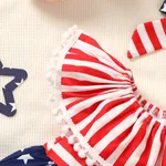 Independence Day 2pcs Baby Girl Pom Poms Stripe & Star Spliced Ruffled Tank Dress & Headband Set  image 3
