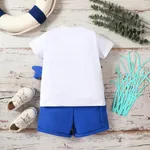 2pcs Toddler Boy Shark Print Tee and 100% Cotton Cargo Shorts Set  image 2