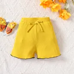 Toddler Girl Basic Solid Ribbed Cotton Shorts Yellow