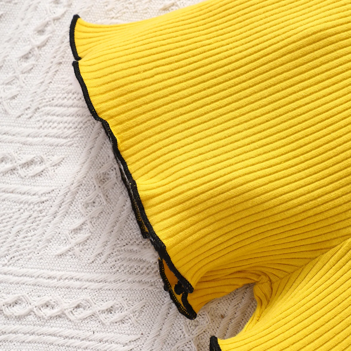 Toddler Girl Basic Solid Ribbed Cotton Shorts Yellow big image 1