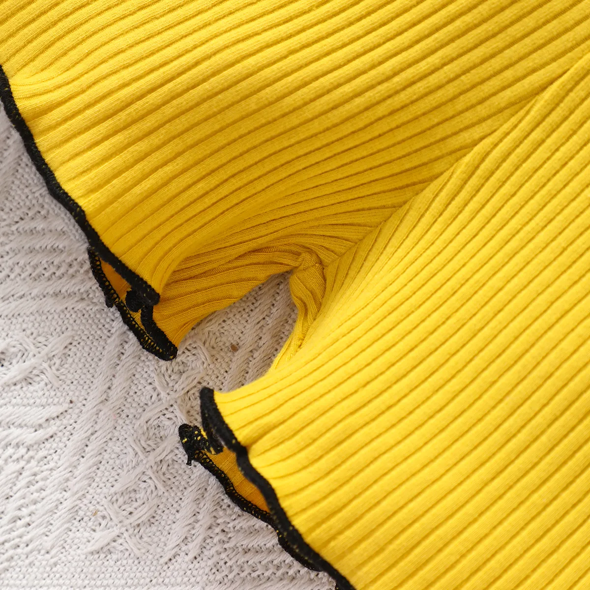 Toddler Girl Basic Solid Ribbed Cotton Shorts Yellow big image 1