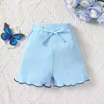 Toddler Girl Basic Solid Ribbed Cotton Shorts Blue